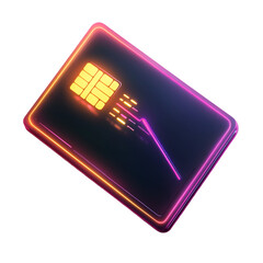 Abstract SIM Card Design: An illuminated SIM card, featuring a glowing edge and a microchip design.