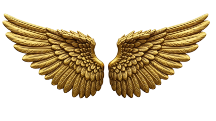 Ornate Gold Wings Illustration, Decorative Angel Wing Design
