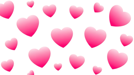 Multiple pink hearts isolated on transparent background