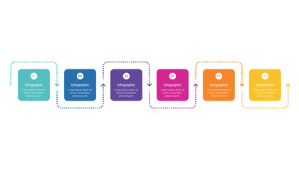 6 Step Process Infographic Diagram with Looped Arrows