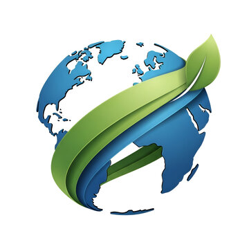 Green Globe Icon with Leaf Emblem.