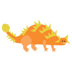 トゲトゲした体が特徴のかわいい恐竜キャラクターのシンプルなイラスト © ribitts
