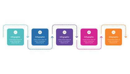 5 Step Process Infographic Diagram with Looped Arrows