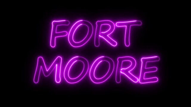 flickering neon fort moore text animation. neon sign that flickers and glows with FORT MOORE