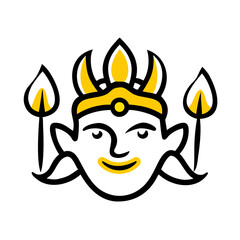 Indian Gods Set, Agni, Ganesha, Indra Idols Cartoon Vector Illustration