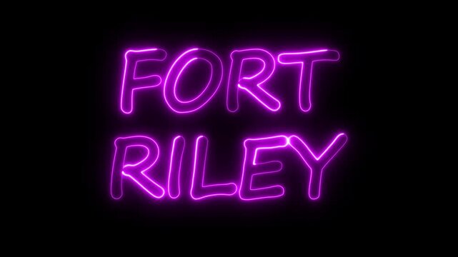 flickering neon fort riley text animation. neon sign that flickers and glows with FORT RILEY