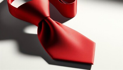 A newly rolled red tie on a white background.