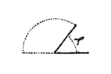 A geometric diagram showing angle supplementation with intersecting lines and arc measurements, demonstrating mathematical principles for educational geometry studies, old vintage illustration, 1897