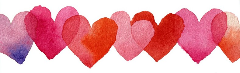 Fototapeta premium White background with isolated watercolor red hearts in a seamless pattern