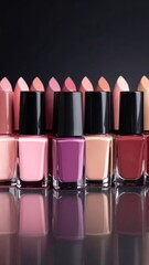 Array of lipstick and nail polish