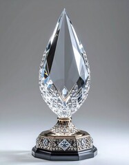 Faceted teardrop crystal sculpture