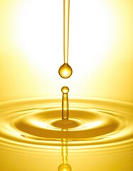 Golden liquid drop creates smooth ripples