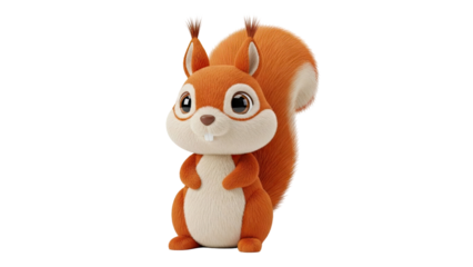 Cute cartoon squirrel with bushy tail