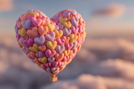 image crafted a beautiful, multicolored heart in the clouds for a Valentine's Day background