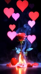 Valentine's Day -  valentine background with hearts and rose