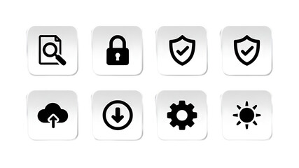 A collection of security and technology icons on a black background