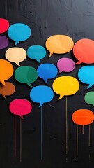 Colorful speech bubbles on dark ground