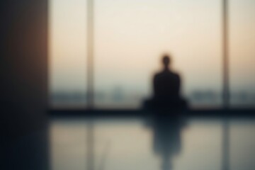 Generative AI Serene Meditation Space with Sunset View