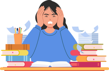 woman exhausted from studying for exams test