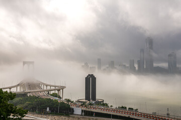 Obraz premium Sai Van Bridge is a cable-stayed bridge between Taipa island and Macau, China