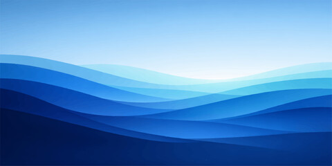 An abstract blue wave background flows through a misty mountain landscape at sunset where the horizon meets a snowy winter sea under glowing clouds  Would you like me to generate a similar description © ayaat