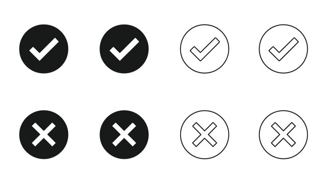 checkmarks and x marks in various styles and colors