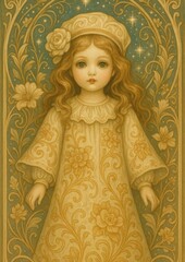 Fototapeta premium Vintage floral child illustration