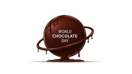 Chocolate globe with world chocolate day text on brown earth