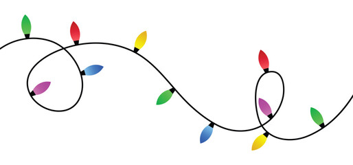 Festive christmas lights garland on transparent background. colorful christmas light string. colorful garland. vector illustration