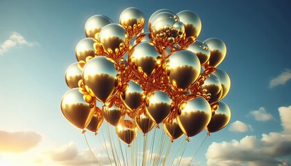 Shiny gold helium balloons