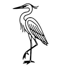 Fototapeta premium elegant heron bird illustration in minimalist line art style