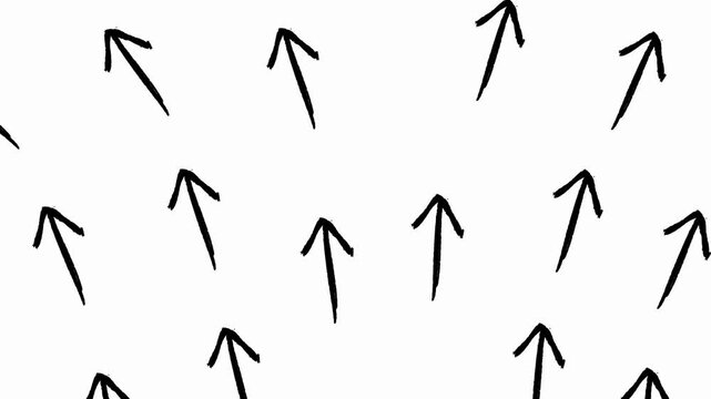 Hand-drawn black arrows scattered on white background