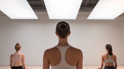 Serene atmosphere enhances focus during infrared workout class,
