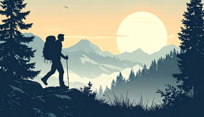 Dramatic Landscape of a Lone Mountaineer Facing Misty Alps Representing Future Vision and Ambition