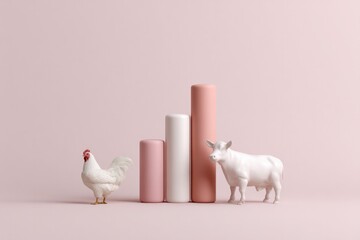 Stylized animals beside ascending bars illustrate rising meat co