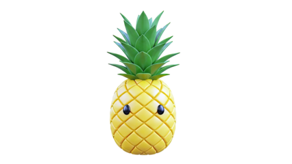 Cute 3D Rendered Pineapple Character with Big Black Eyes