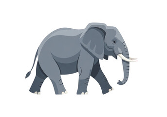 Obraz premium Pixel Art Elephant Walking Left Side View Gray Large Mammal Tusk White Tusks