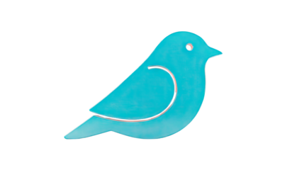 Turquoise Bird Icon with Silver Outline