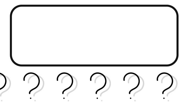 Above the moving question marks with shadows there is a window or frame for an intellectual prank or a TV show on the topic of a quiz.
