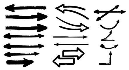 A collection of various black arrows on a white background for design and direction indication purposes easily high-quality professional