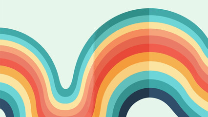 Obraz premium Colorful undulating waves in a retro palette flow across a light, muted green background