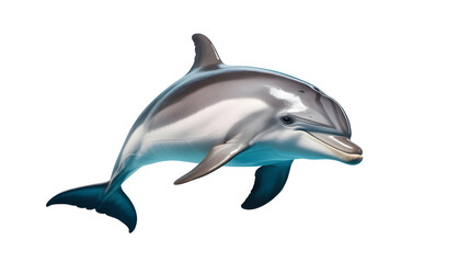 Fototapeta premium Natural Grey Bottlenose Dolphin Isolated on White