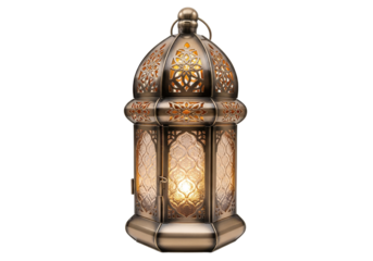 ornate metal lantern with warm glow for ramadan celebration
