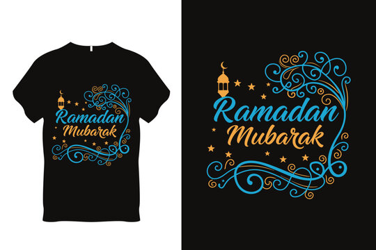 Ramadan Mubarak Typography T Shirt Design Islamic Holiday Lettering Illustration