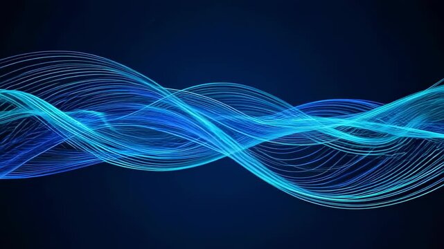 Ethereal blue waves of light flow across a dark, digital expanse