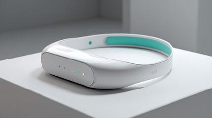 Modern sleek white wearable health tracking device with minimalist design.