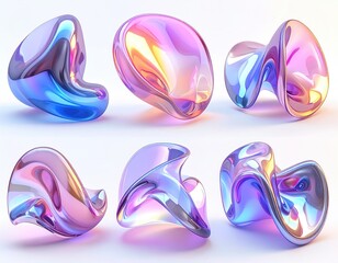 Abstract iridescent blob sculptures
