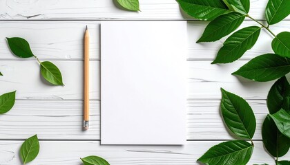Clean white paper surrounded by greenery