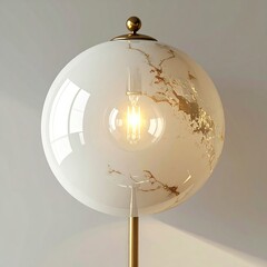 Round marbled lamp with gold accents