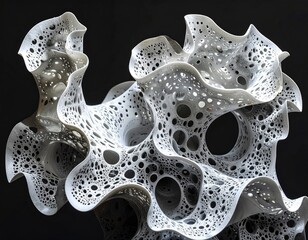 White porous, ruffled, organic form